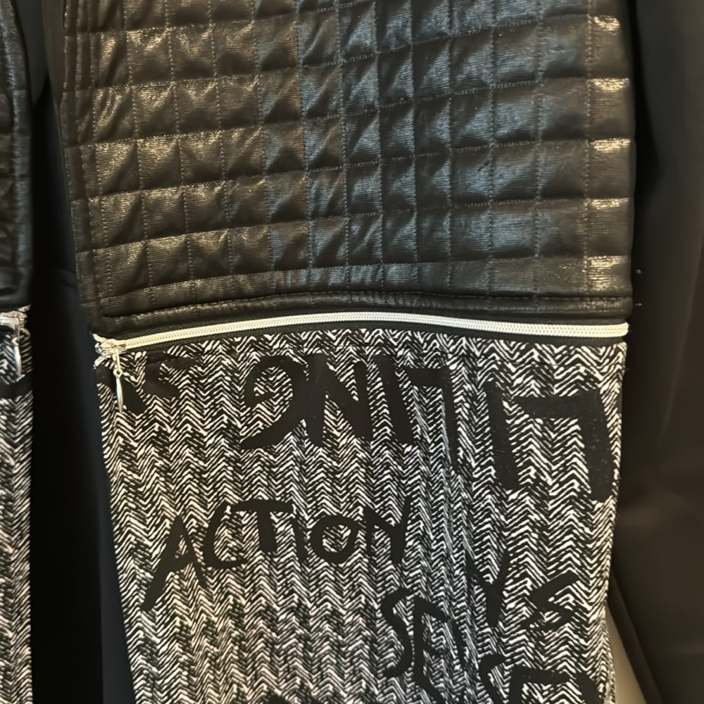 Black Quilted & Patterned Longline Blazer Jacket - Picture 3 of 8